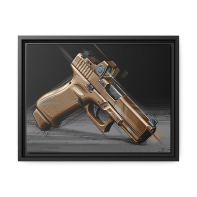 The Last Resort - OG Tan Poly Pistol Painting - Black Framed Wrapped Canvas - Value Collection