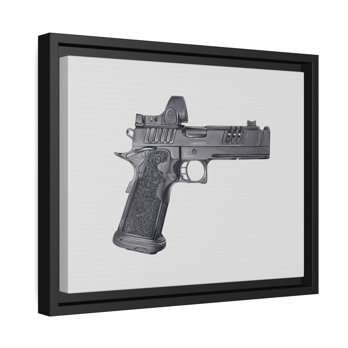 2011 Delta Pistol Painting - Just The Piece - Black Framed Wrapped Canvas - Value Collection