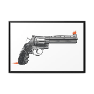 Stainless .44 Mag Revolver Painting - Just The Piece - Black Framed Wrapped Canvas - Value Collection