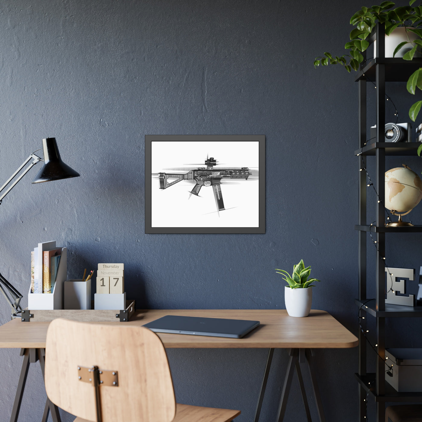 .45 Cal SMG Painting - Black Frame - Value Collection