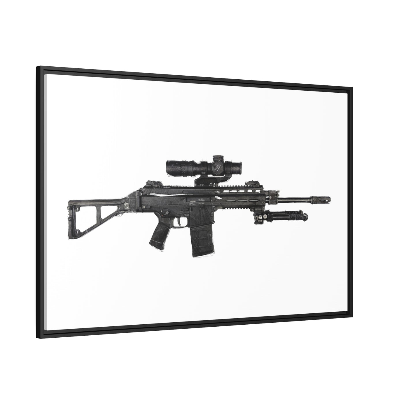 The Urban Sniper Painting - Just The Piece - Black Framed Wrapped Canvas - Value Collection