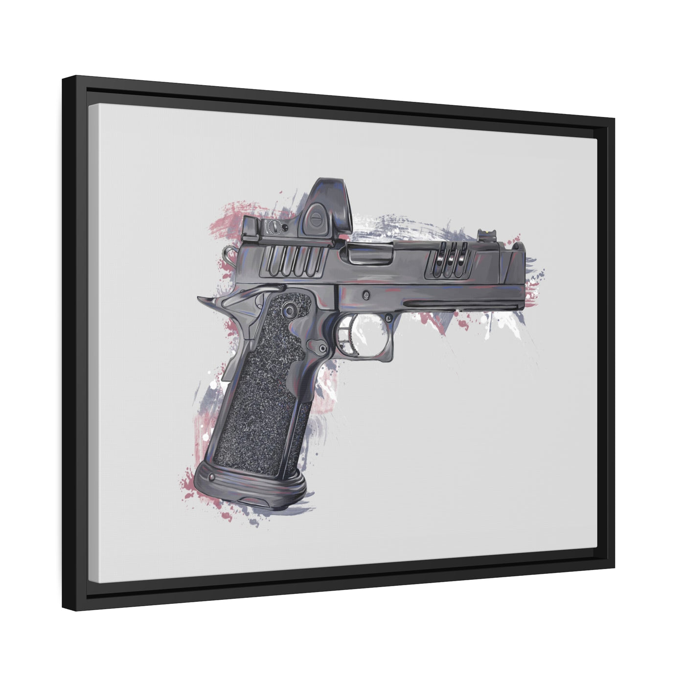 2011 Delta Pistol Painting - Black Framed Wrapped Canvas - Value Collection