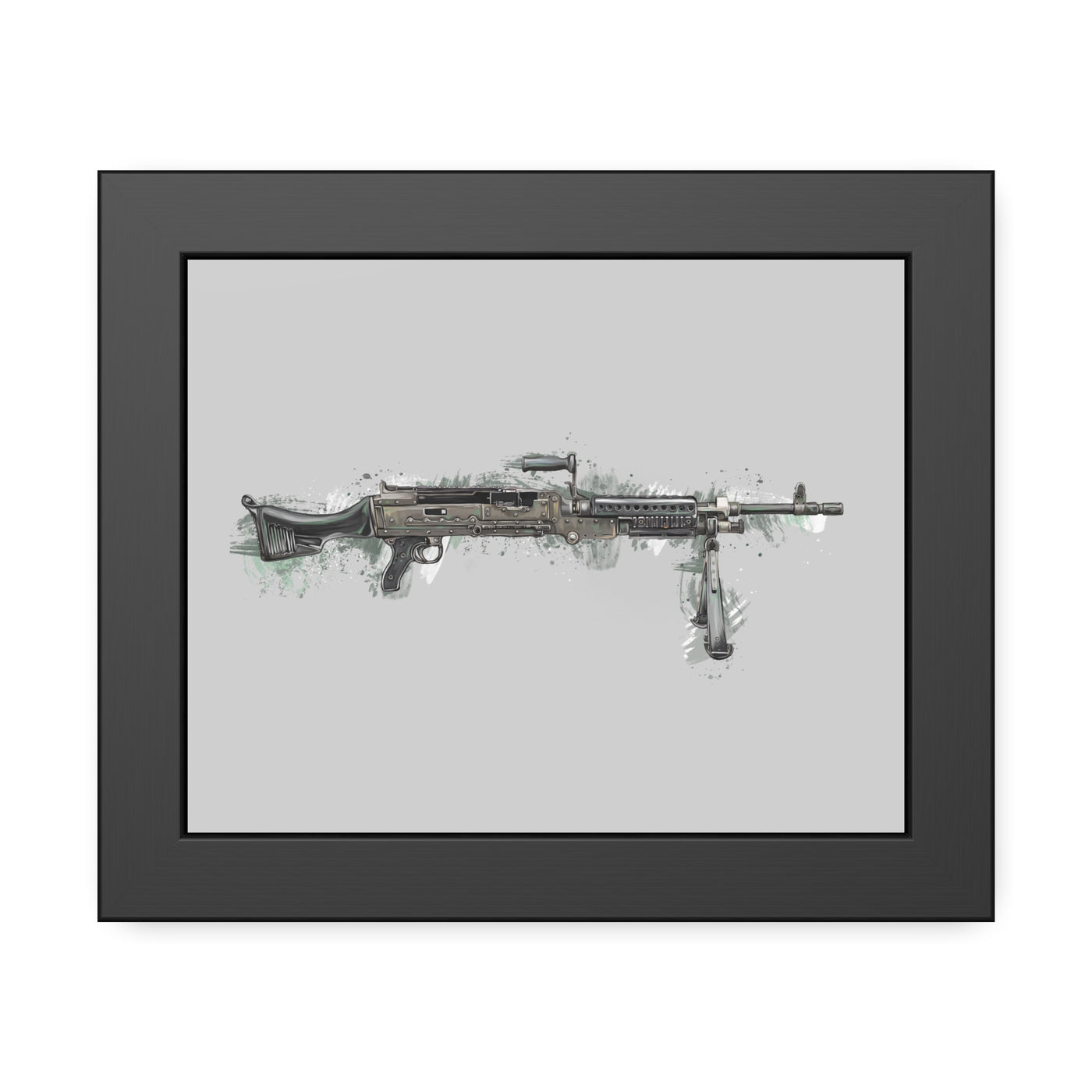 M240B - Belt Fed 7.62x51 Machine Gun - Grey Background - Black Frame - Value Collection