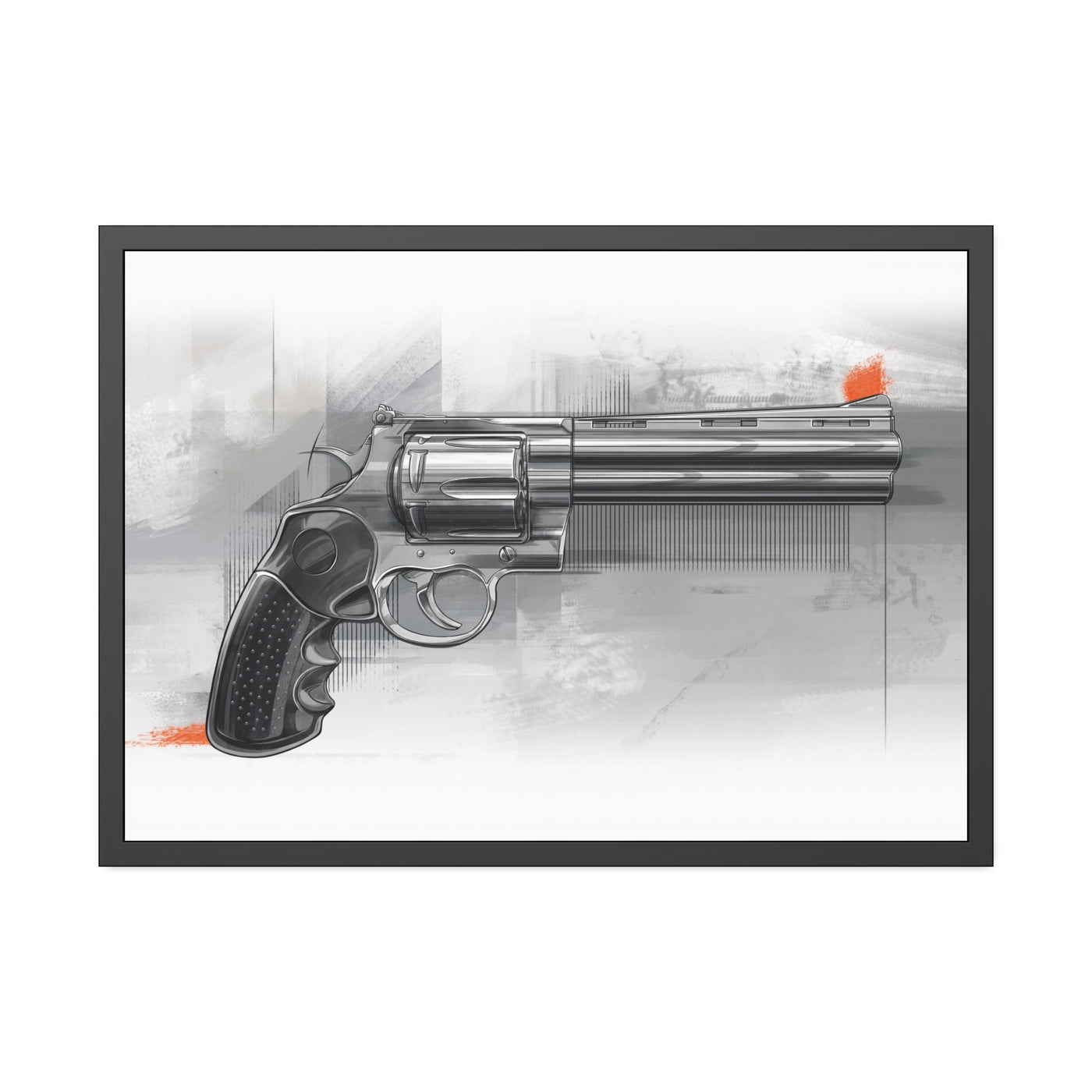 Stainless .44 Mag Revolver Painting - Black Frame - Value Collection