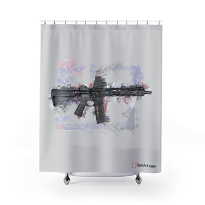 Defending Freedom - Oregon - AR-15 State Shower Curtains - White State