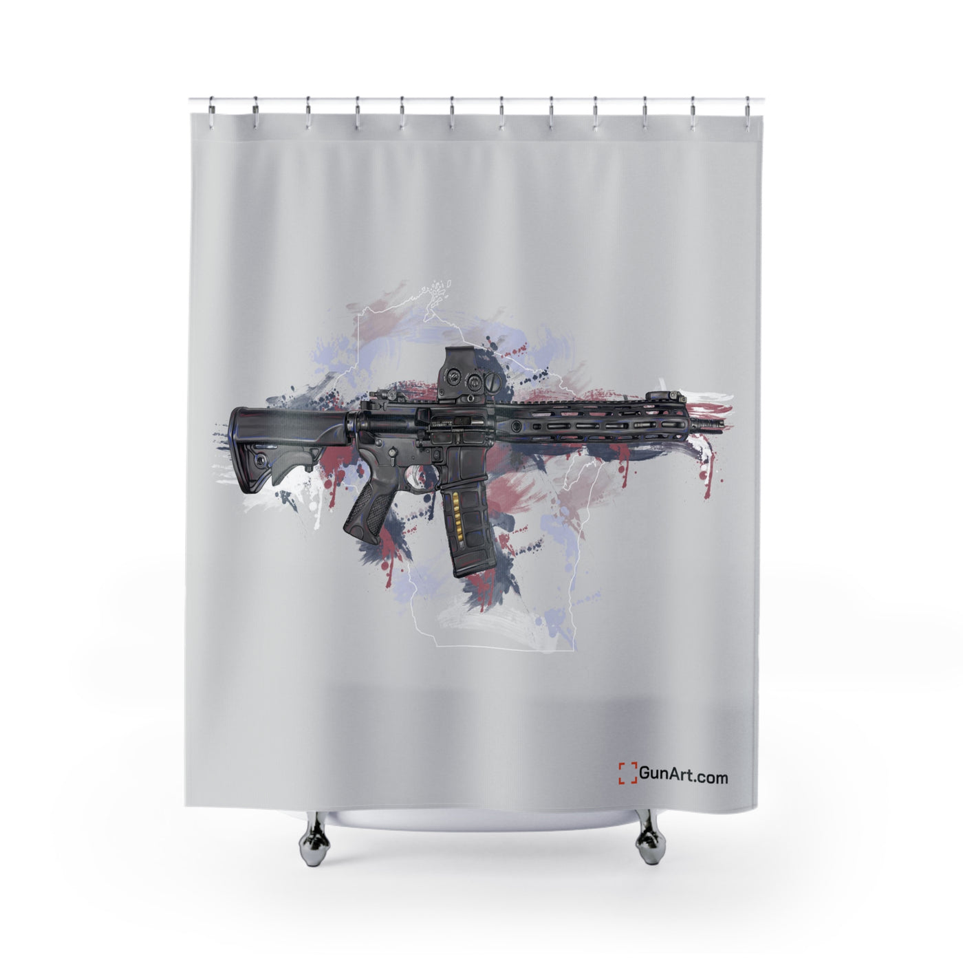 Defending Freedom - Wisconsin - AR-15 State Shower Curtains - White State