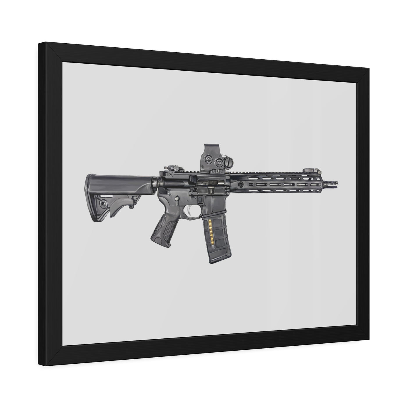 Defending Freedom - AR-15 State Painting - Just The Piece - Black Frame - Value Collection