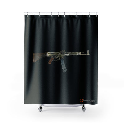 WWII German Assault Rifle Shower Curtains - Just The Piece - Black Background