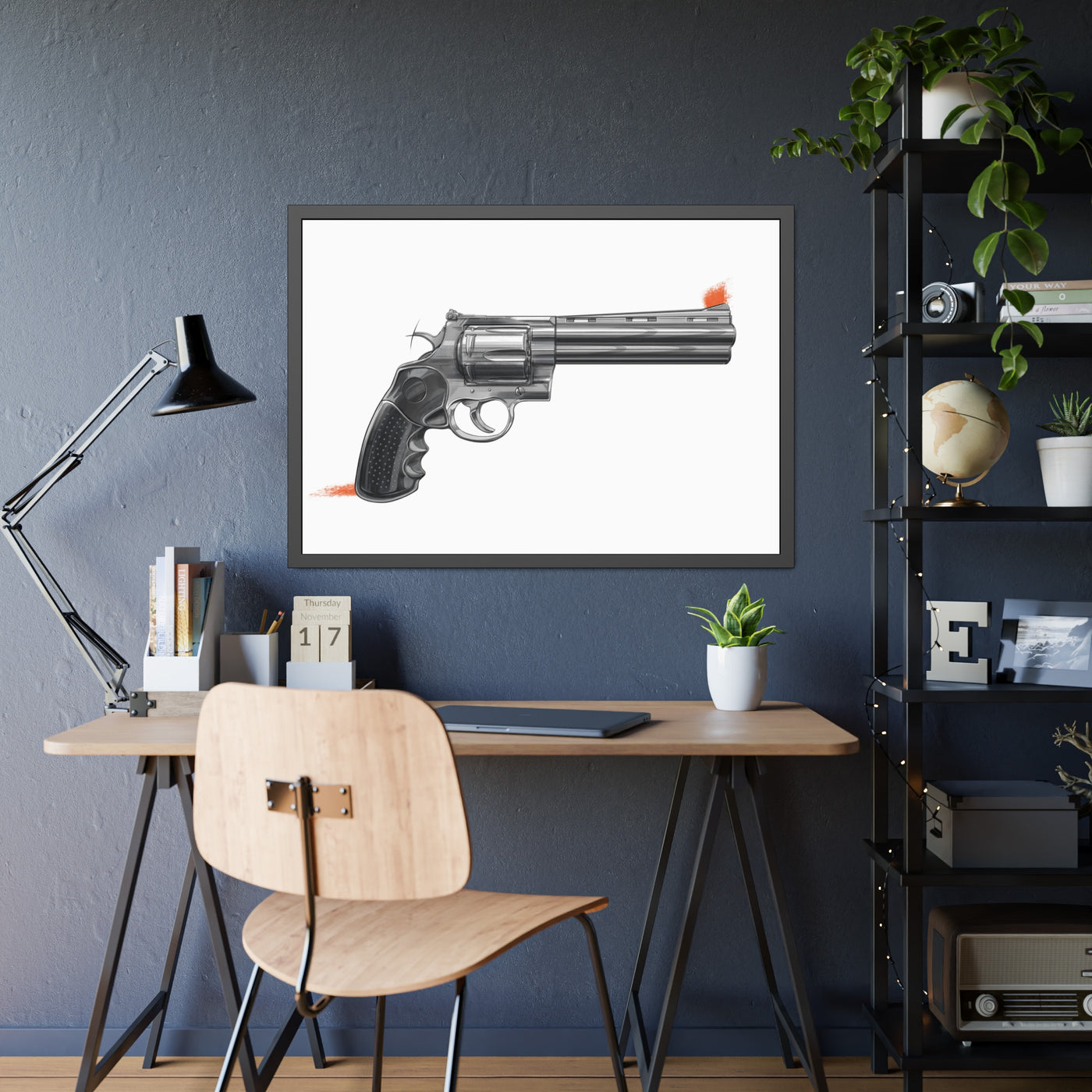 Stainless .44 Mag Revolver Painting - Just The Piece - Black Frame - Value Collection