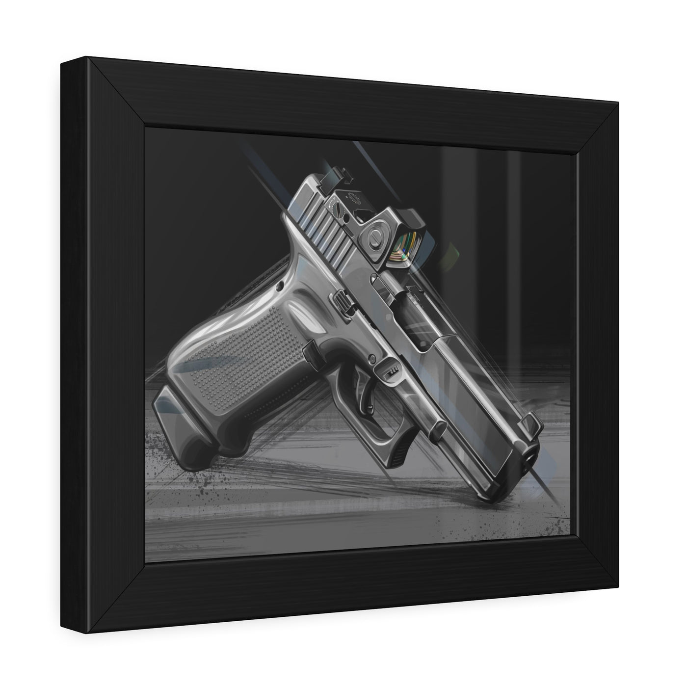 The Last Resort - OG Grey Poly Pistol Painting - Black Frame -Value Collection