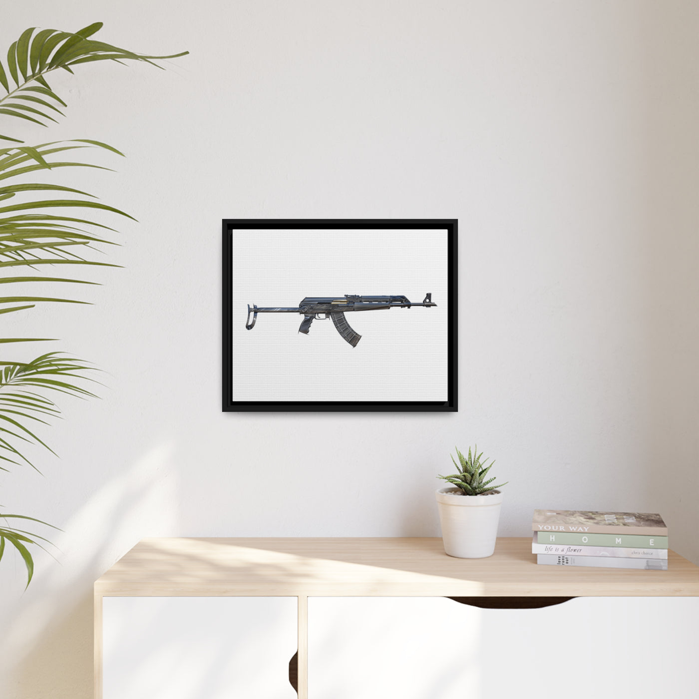 The Paratrooper AK-47 Painting - Just The Piece - Black Framed Wrapped Canvas - Value Collection