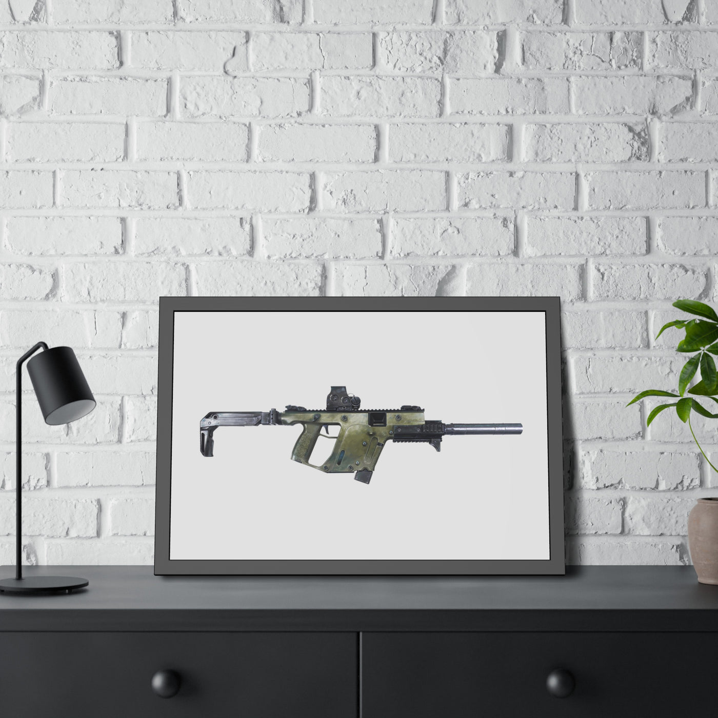 The Vindicator - Suppressed SMG Painting - Just The Piece - Black Frame - Value Collection