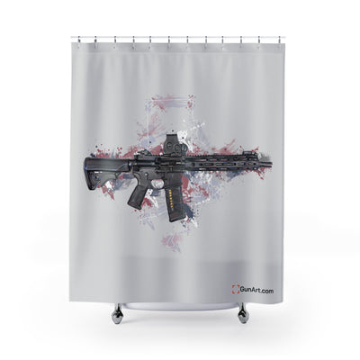 Defending Freedom - Rhode Island - AR-15 State Shower Curtains - White State