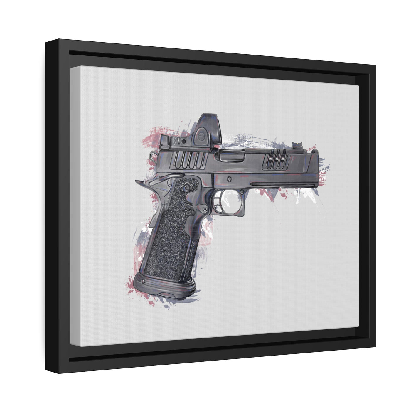 2011 Delta Pistol Painting - Black Framed Wrapped Canvas - Value Collection