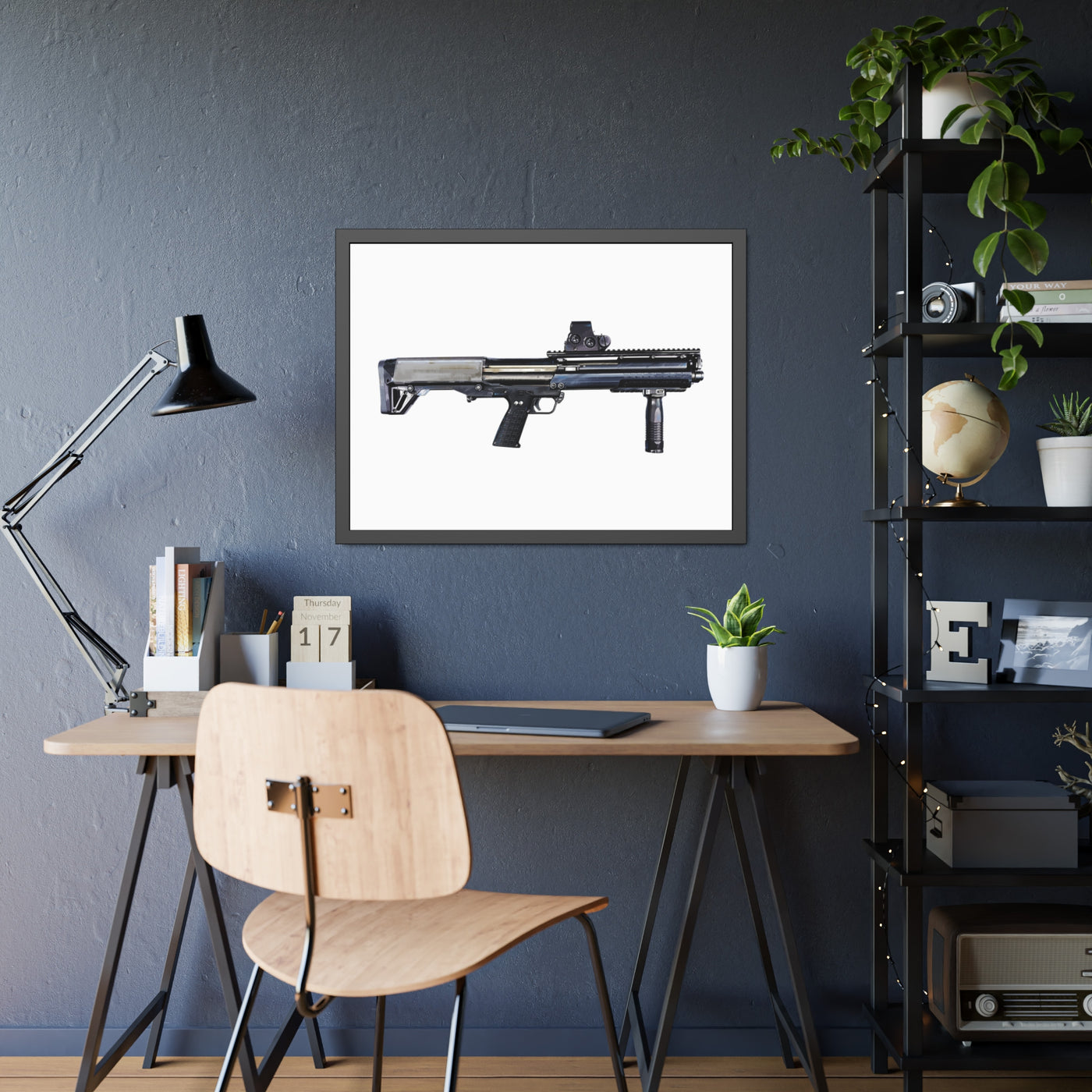 Tactical Bullpup Shotgun Painting - Just The Piece - Black Frame - Value Collection