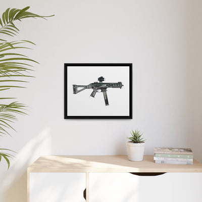 .45 Cal SMG Painting - Just The Piece - Black Framed Wrapped Canvas - Value Collection