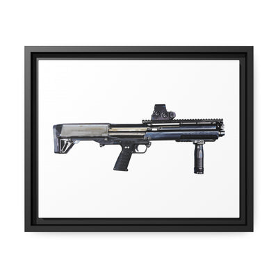 Tactical Bullpup Shotgun Painting - Just The Piece - Black Framed Wrapped Canvas - Value Collection