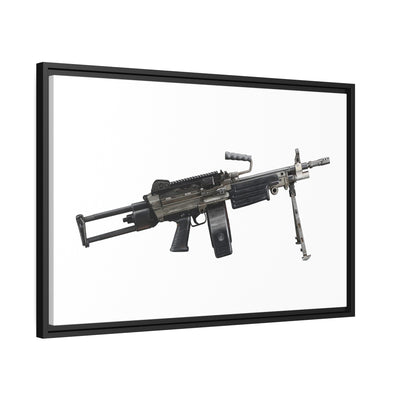 Belt-Fed 5.56x45mm Light Machine Gun Painting - Just The Piece - Black Framed Wrapped Canvas - Value Collection