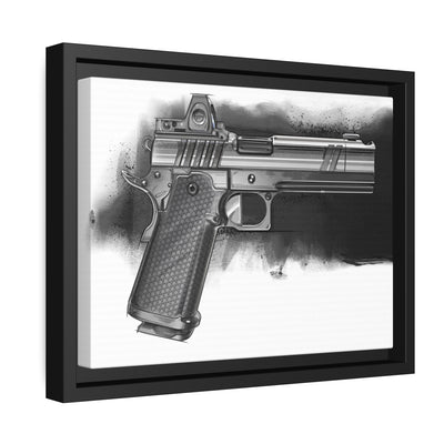 2011 Black & White Pistol Painting - Black Framed Wrapped Canvas - Value Collection