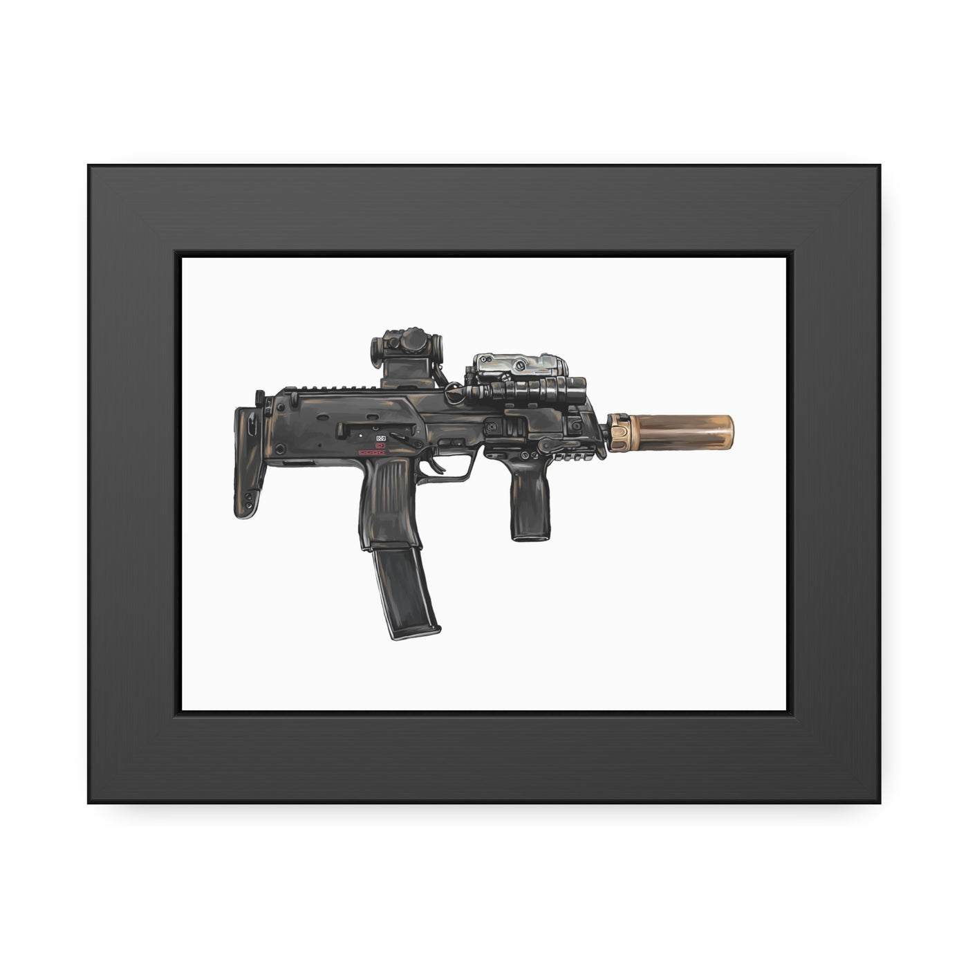 German 4.6x30mm Sub Machine Gun Painting - Just The Piece - Black Frame - Value Collection