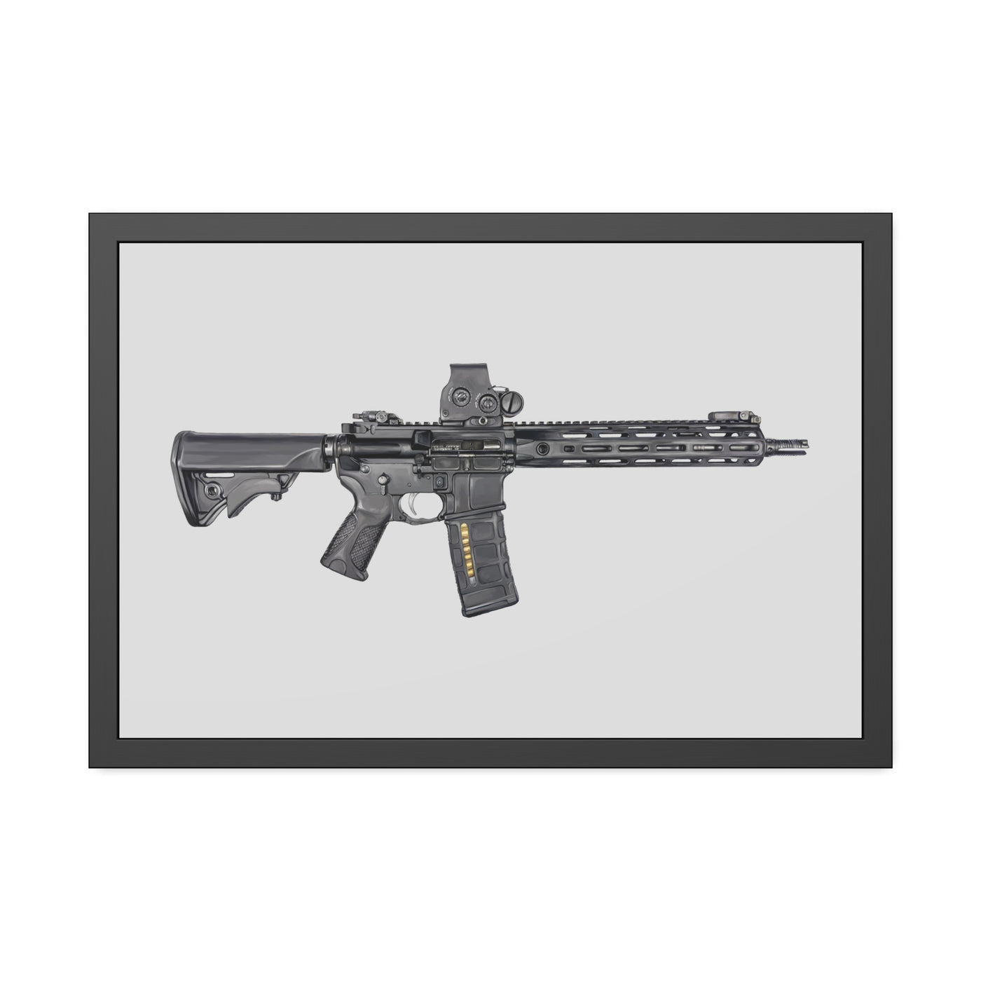 Defending Freedom - AR-15 State Painting - Just The Piece - Black Frame - Value Collection