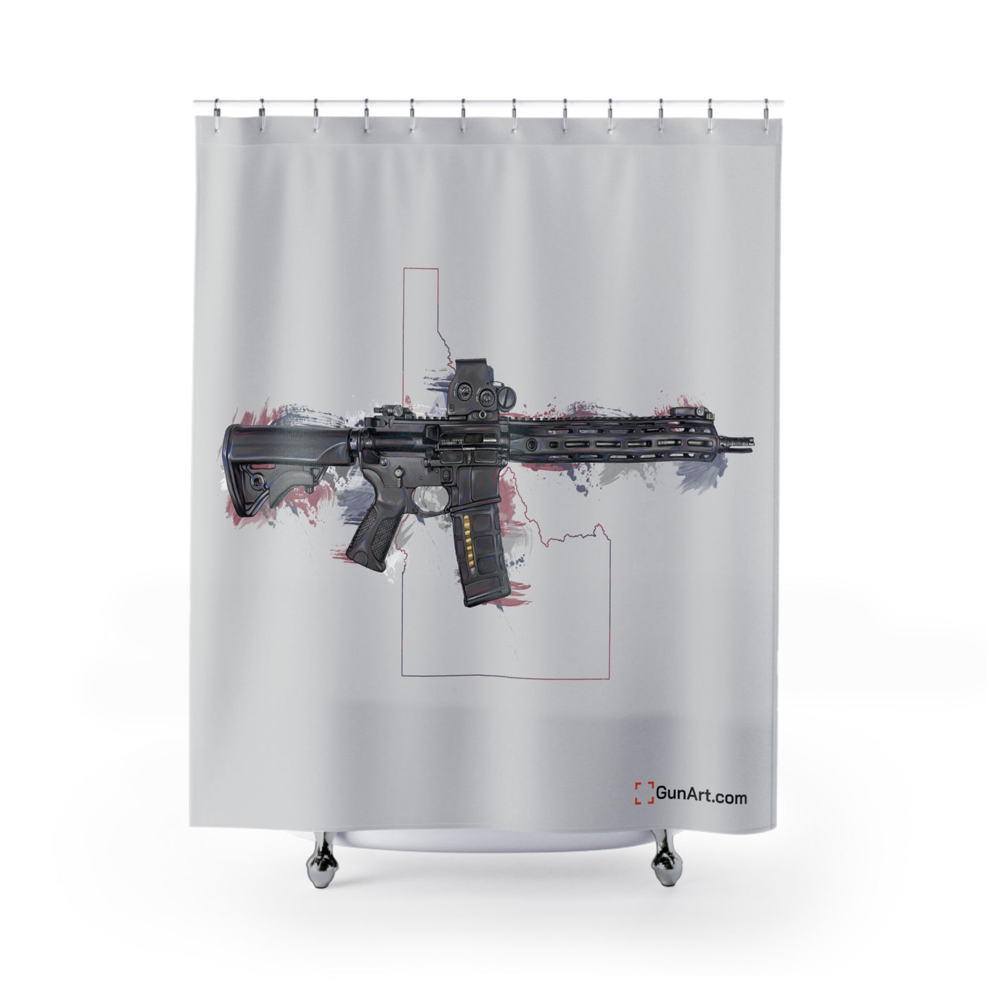 Defending Freedom - Idaho - AR-15 State Shower Curtains - Colored State