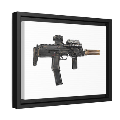 German 4.6x30mm Sub Machine Gun Painting - Just The Piece - Black Framed Wrapped Canvas - Value Collection