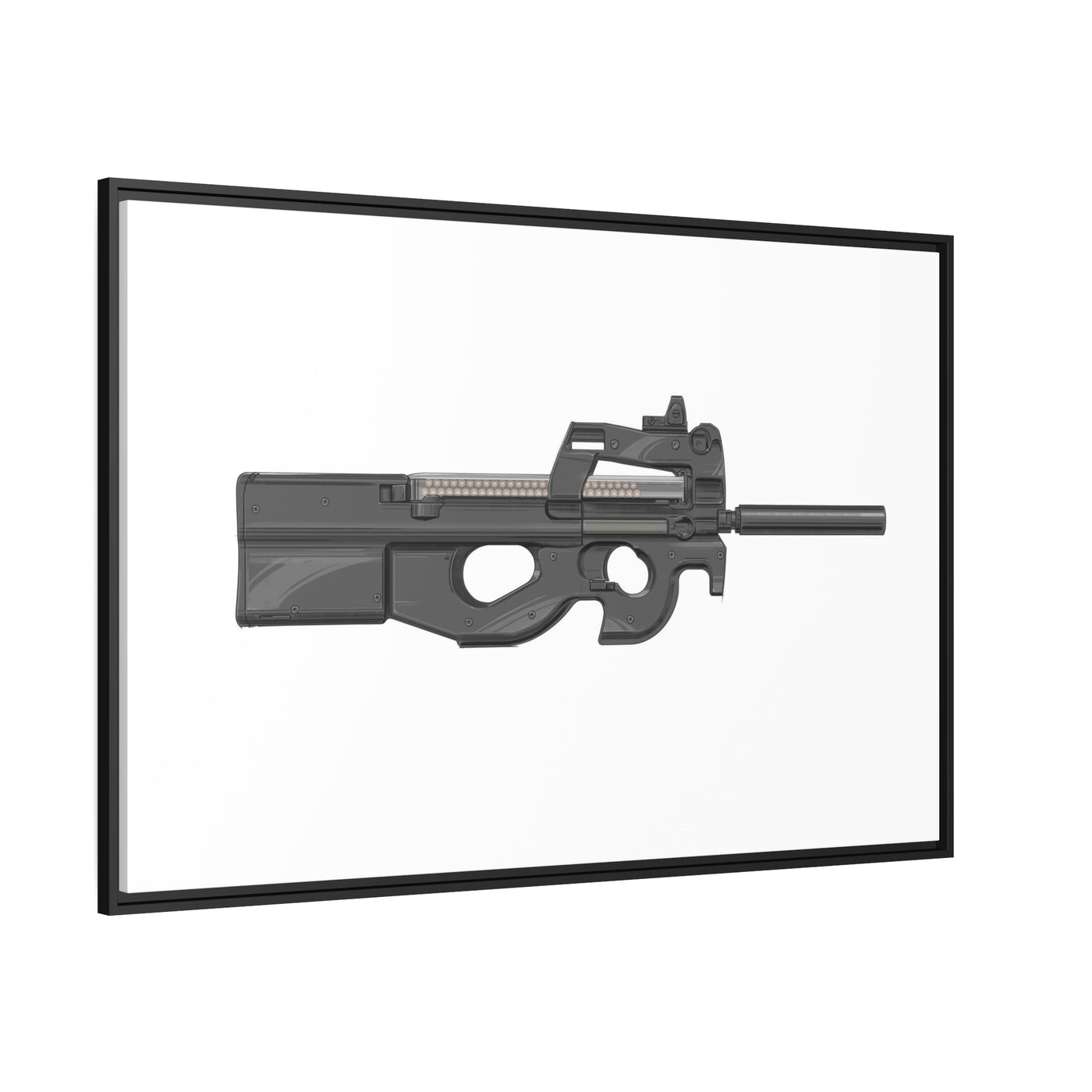 Secret Service Subgun - Bullpup 5.7x28mm Painting - Black Framed Wrapped Canvas - Value Collection