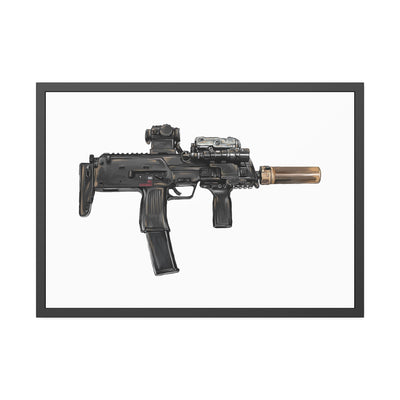 German 4.6x30mm Sub Machine Gun Painting - Just The Piece - Black Frame - Value Collection