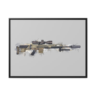 Socom Sniper Rifle Painting - Black Framed Wrapped Canvas - Value Collection