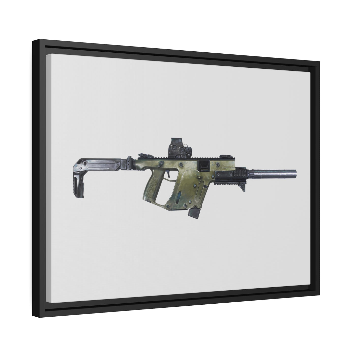 The Vindicator - Suppressed SMG Painting - Just The Piece - Black Framed Wrapped Canvas - Value Collection