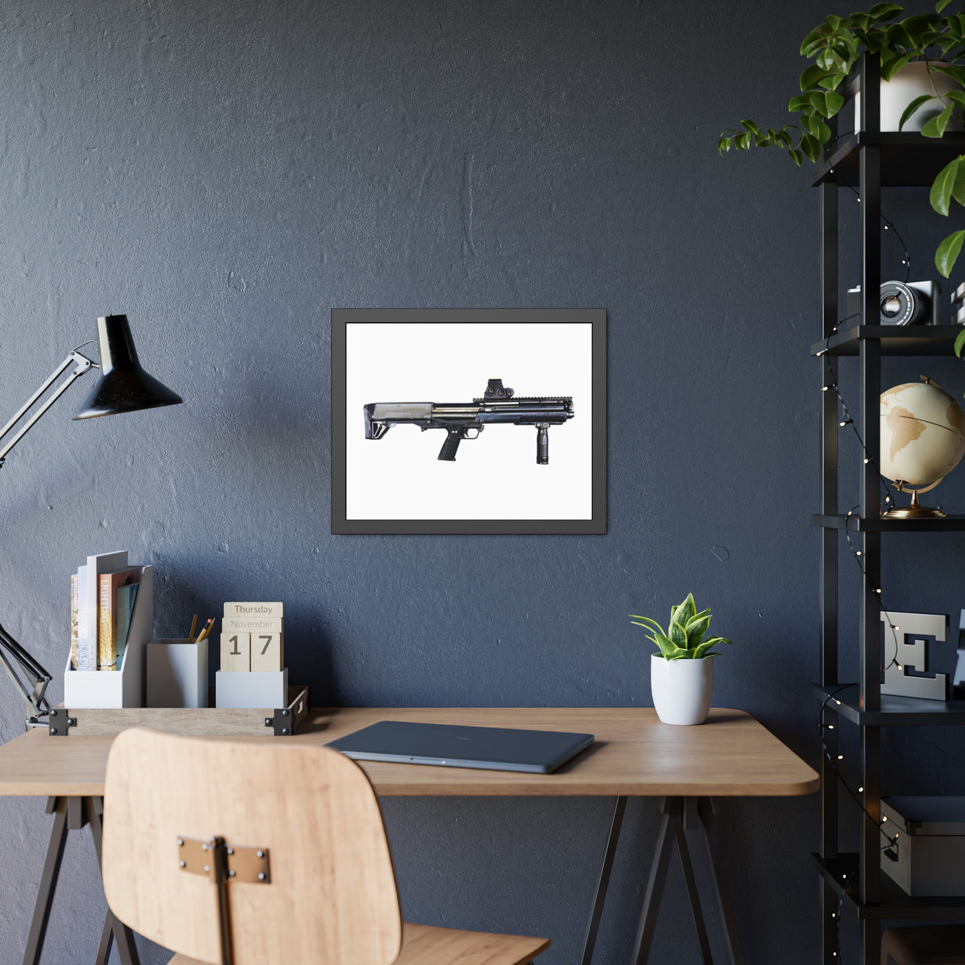 Tactical Bullpup Shotgun Painting - Just The Piece - Black Frame - Value Collection