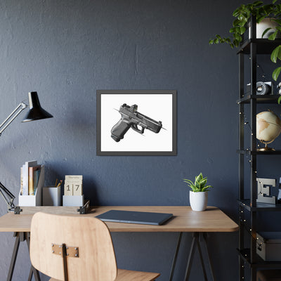 The Last Resort - OG Grey Poly Pistol Painting - Just The Piece - Black Frame - Value Collection