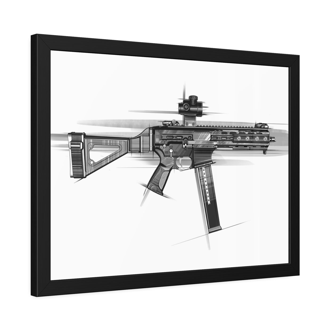 .45 Cal SMG Painting - Black Frame - Value Collection