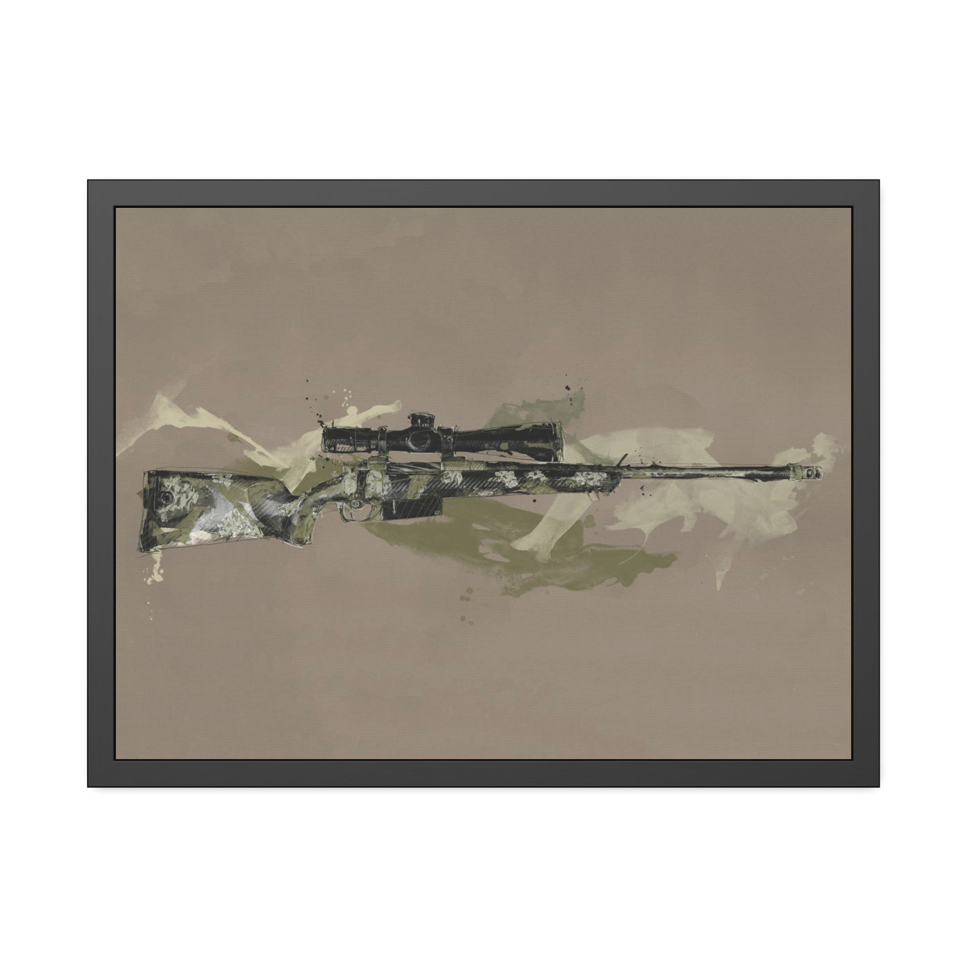 The Harvester - Long Range Hunting Rifle Painting (Minimal) - Black Frame - Value Collection