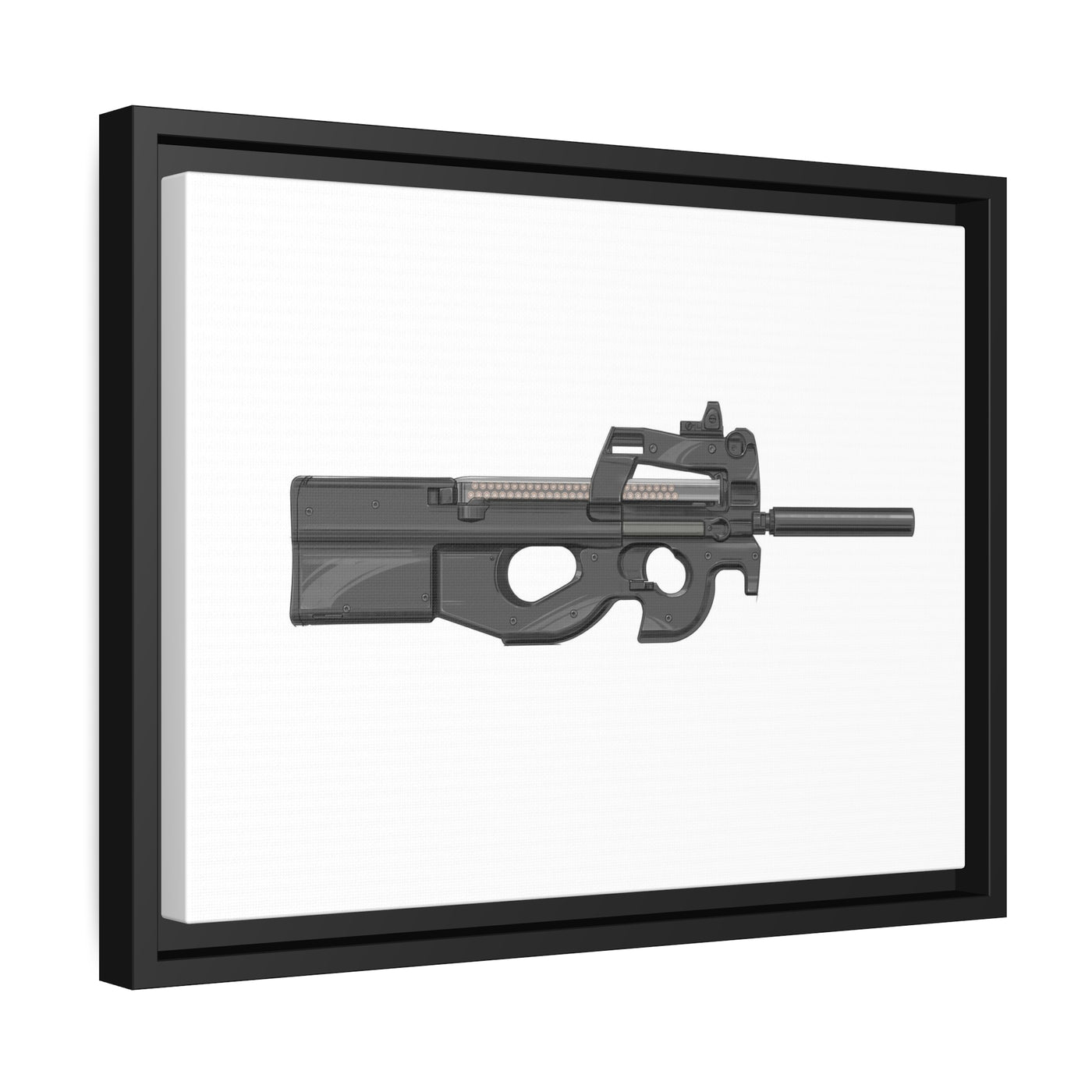 Secret Service Subgun - Bullpup 5.7x28mm Painting - Black Framed Wrapped Canvas - Value Collection