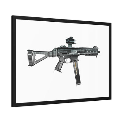 .45 Cal SMG Painting - Just The Piece - Black Frame - Value Collection