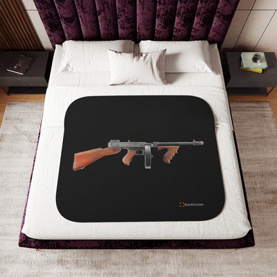 The “OG” Mobster Machine Gun Sherpa Blanket - Black Background - Just The Piece