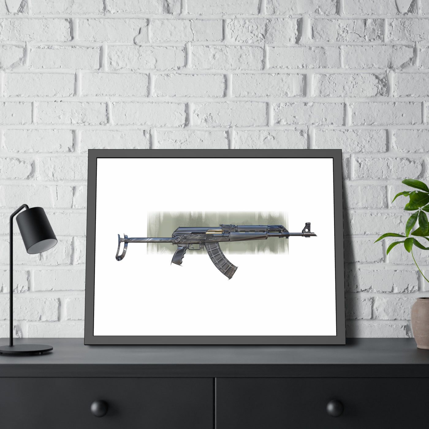 The Paratrooper / AK-47 Underfolder Painting - Black Frame - Value Collection