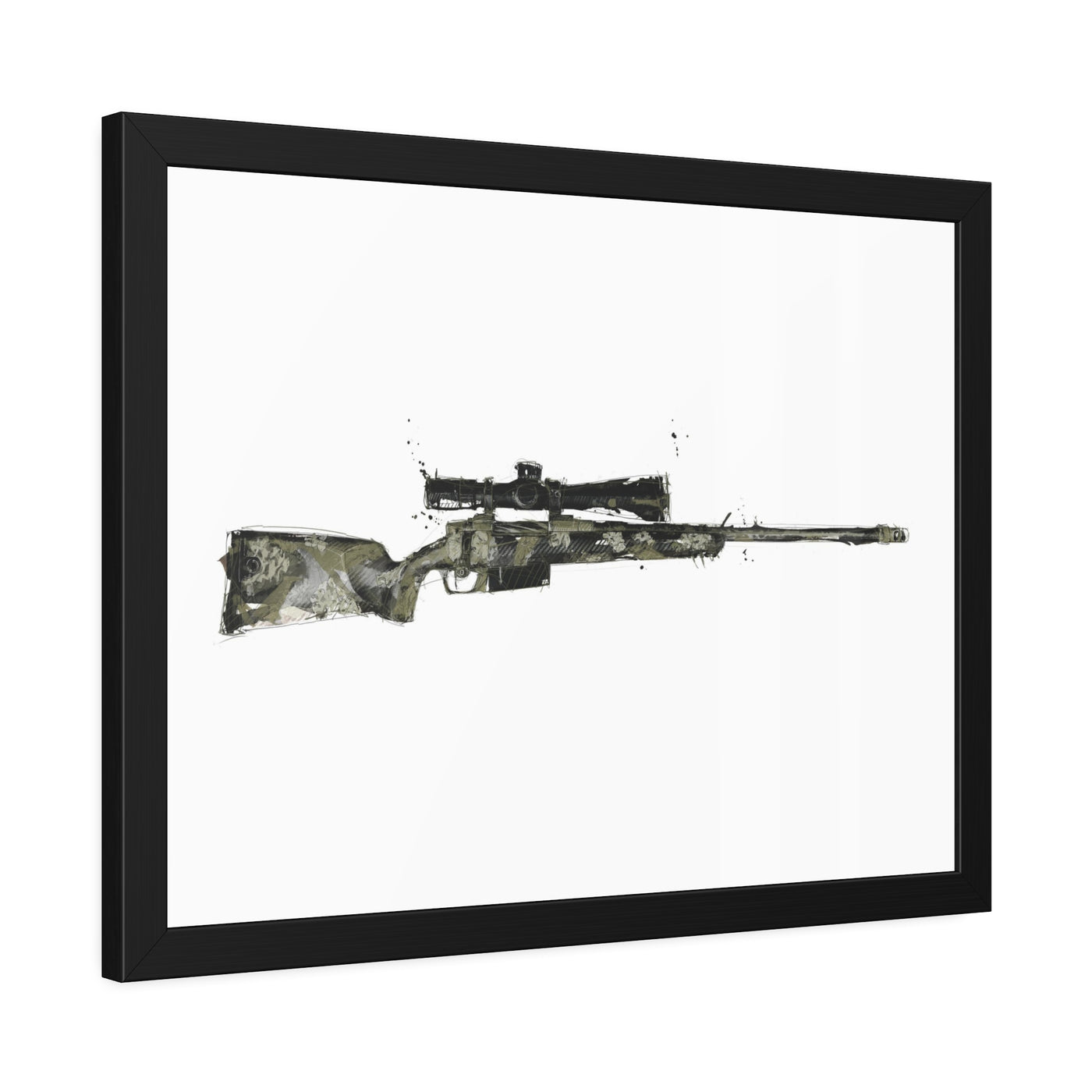 The Harvester - Long Range Hunting Rifle Painting - Just The Piece - Black Frame - Value Collection