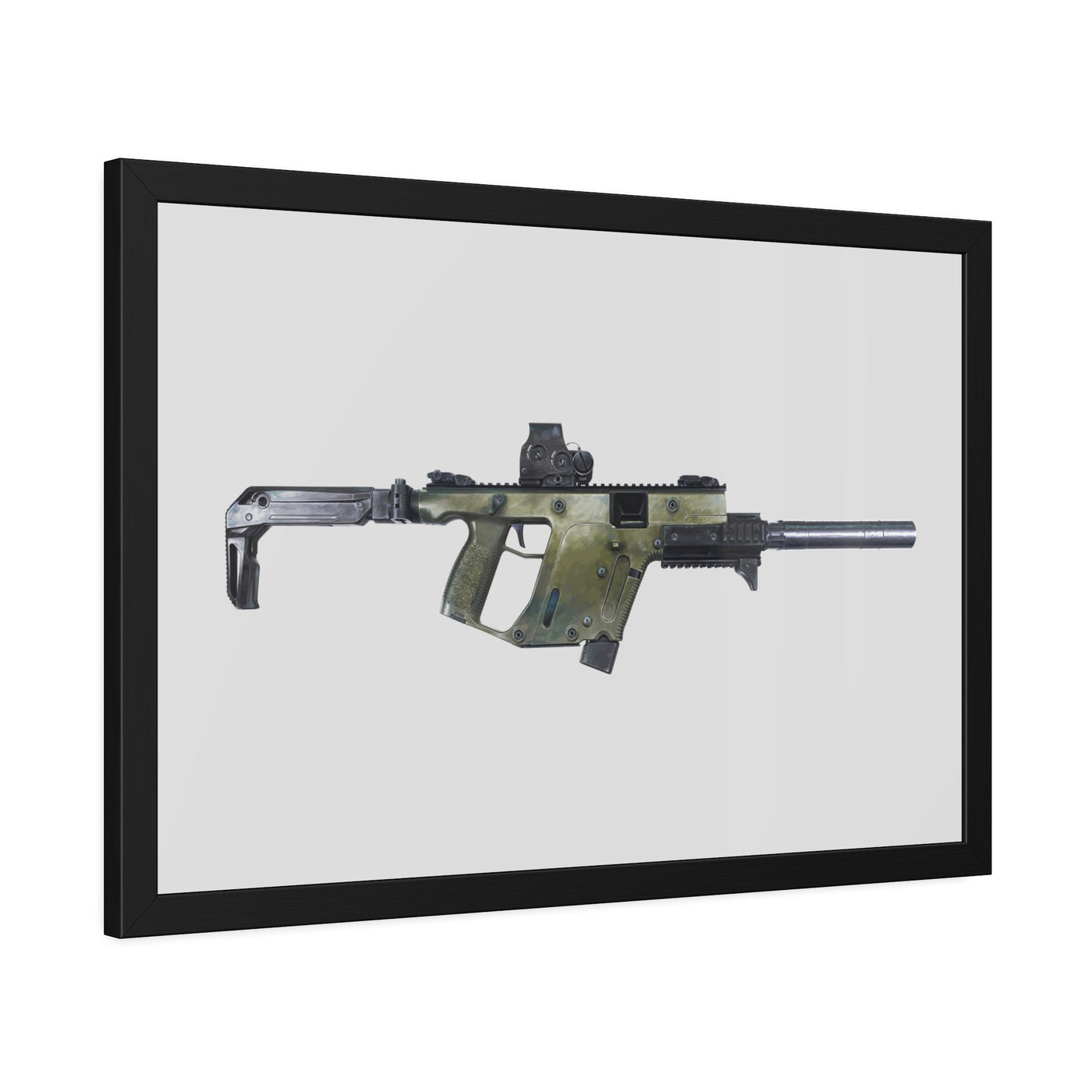 The Vindicator - Suppressed SMG Painting - Just The Piece - Black Frame - Value Collection