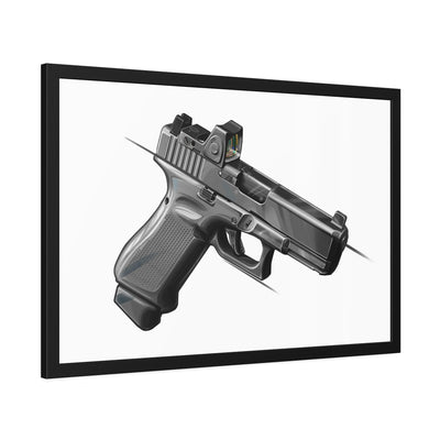 The Last Resort - OG Grey Poly Pistol Painting - Just The Piece - Black Frame - Value Collection