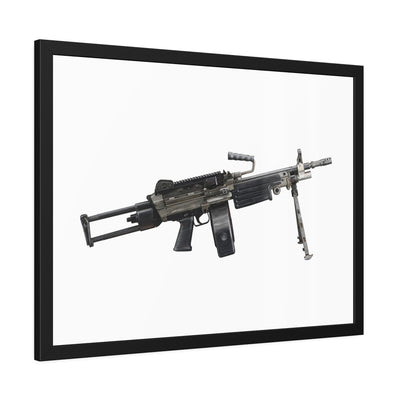 Belt-Fed 5.56x45mm Light Machine Gun Painting - Just The Piece - Black Frame - Value Collection