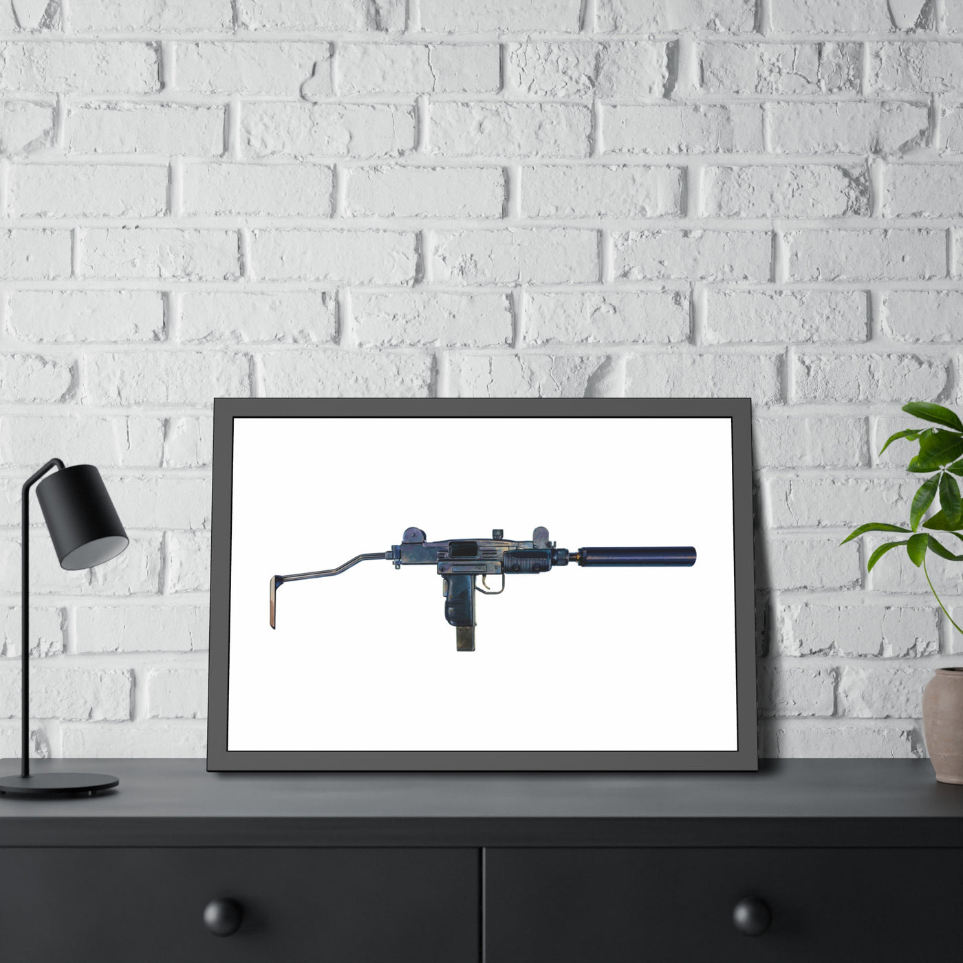 The Miniature Menace - Full Auto Subgun Painting - Just The Piece - Black Frame - Value Collection