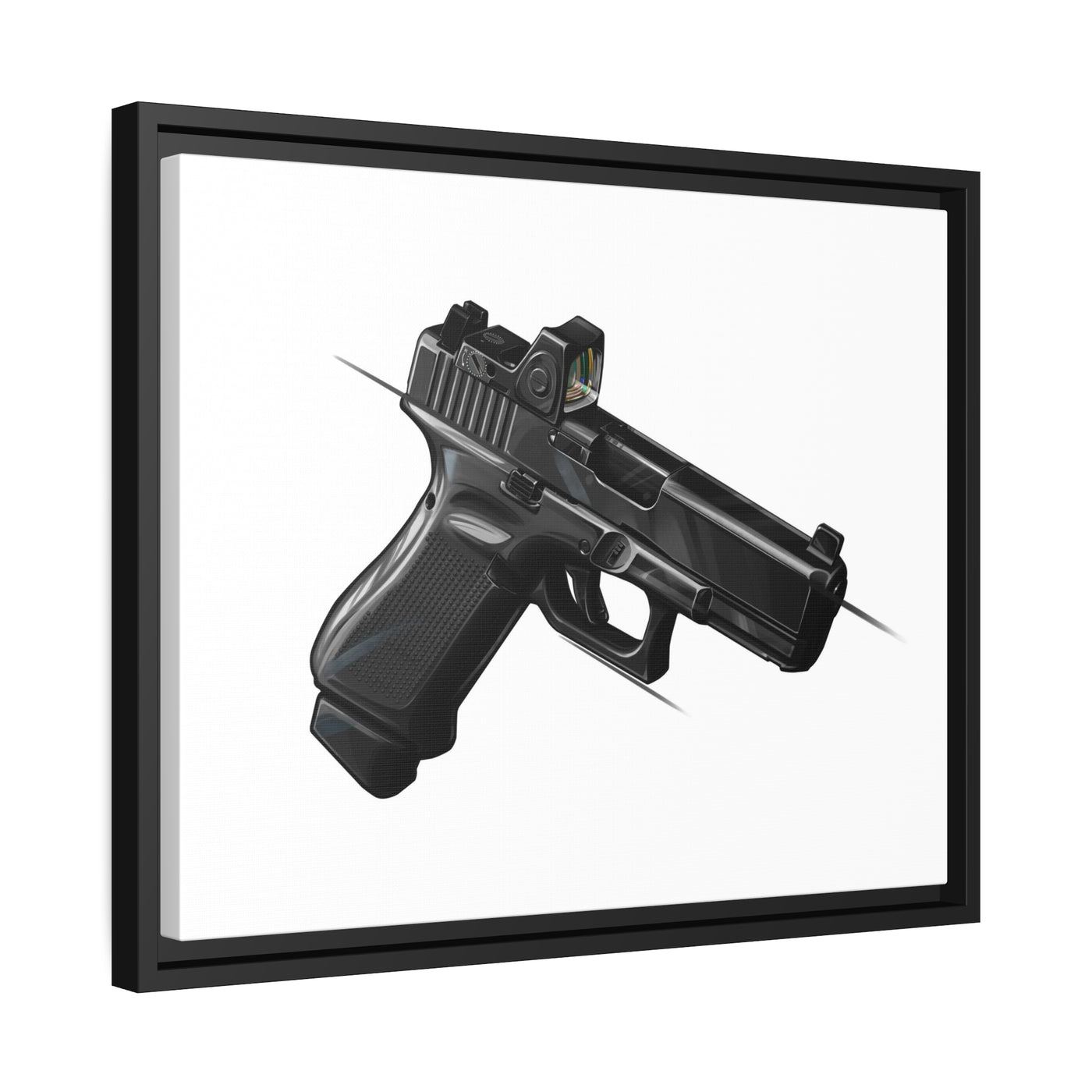 The Last Resort - OG Black Poly Pistol Painting - Just The Piece - Black Framed Wrapped Canvas - Value Collection