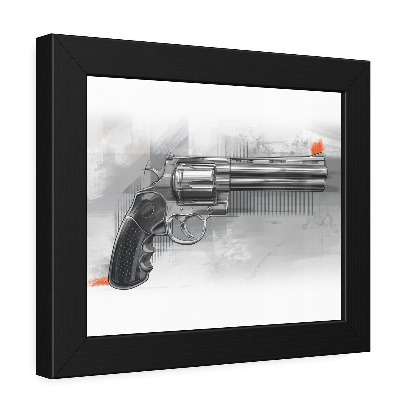 Stainless .44 Mag Revolver Painting - Black Frame - Value Collection