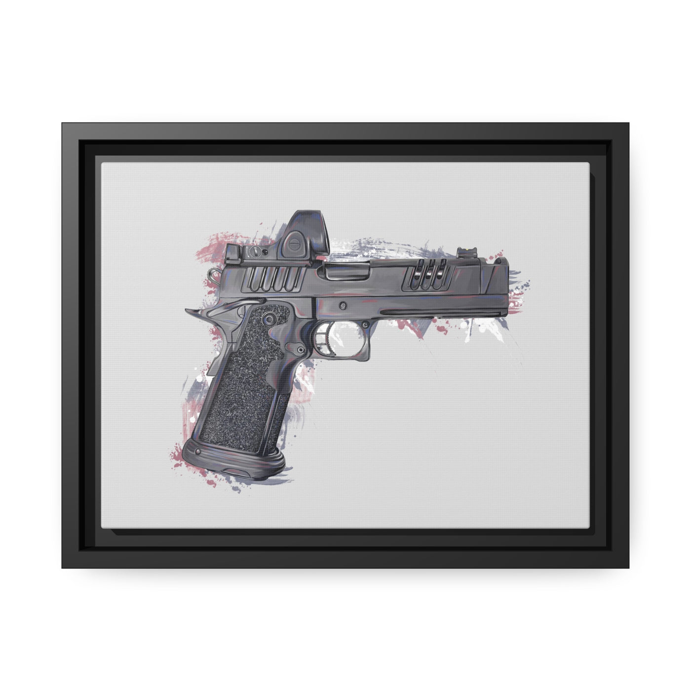 2011 Delta Pistol Painting - Black Framed Wrapped Canvas - Value Collection