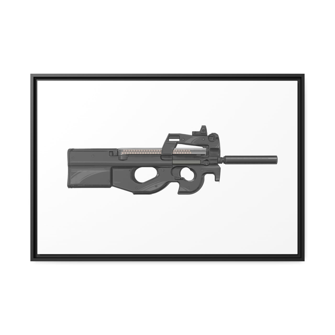 Secret Service Subgun - Bullpup 5.7x28mm Painting - Black Framed Wrapped Canvas - Value Collection