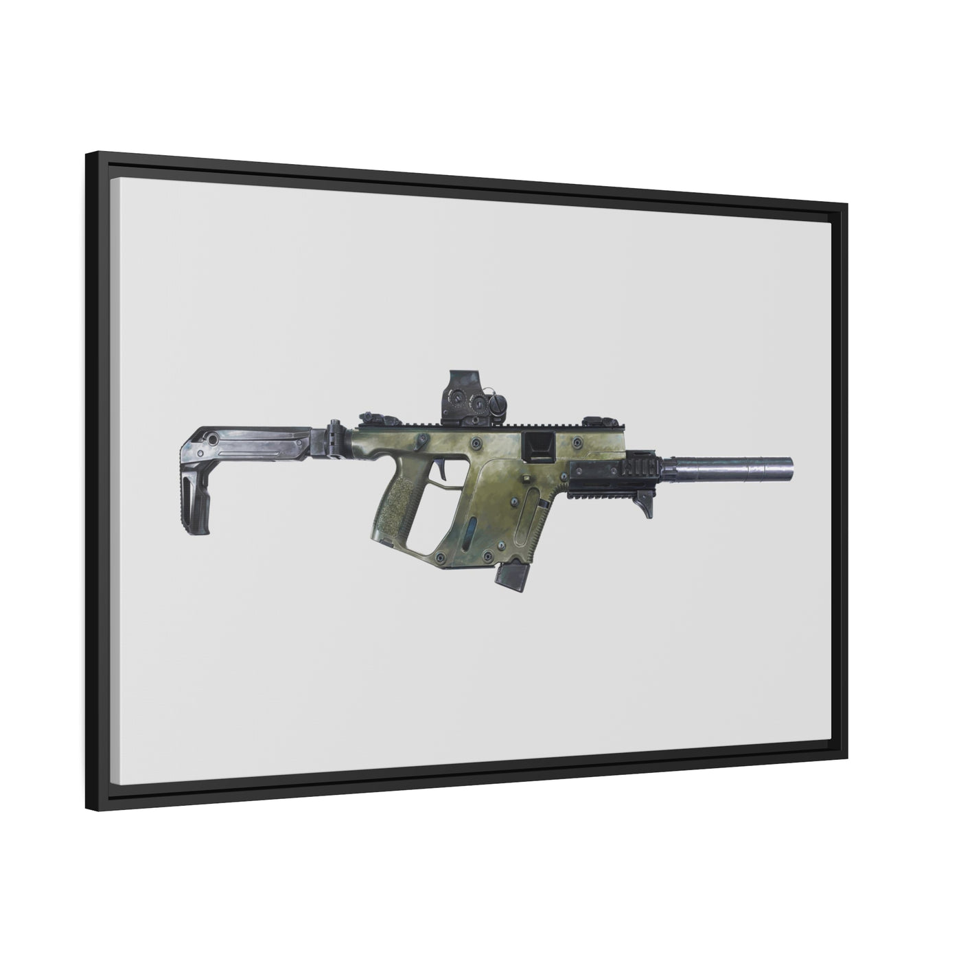 The Vindicator - Suppressed SMG Painting - Just The Piece - Black Framed Wrapped Canvas - Value Collection