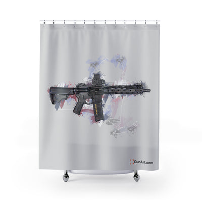 Defending Freedom - New York - AR-15 State Shower Curtains - White State